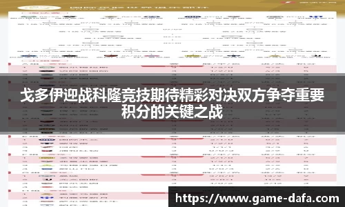 戈多伊迎战科隆竞技期待精彩对决双方争夺重要积分的关键之战